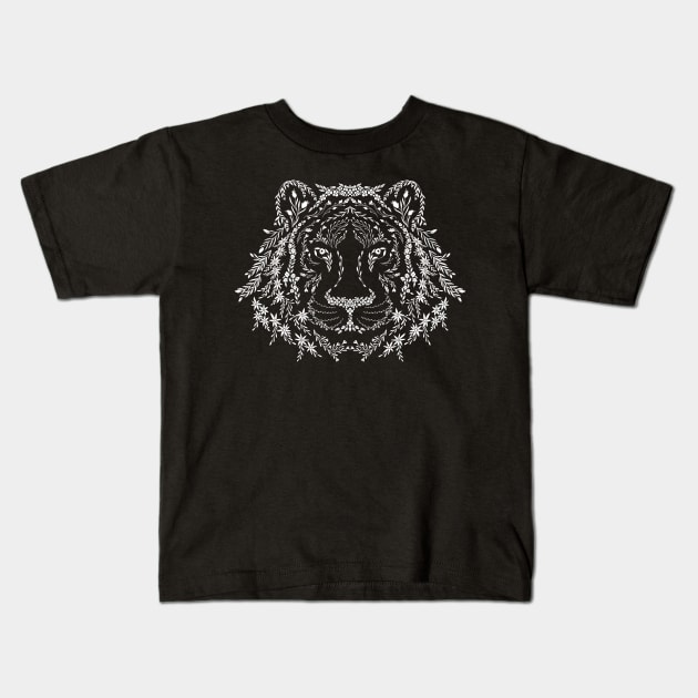 Year of the Floral Tiger white Kids T-Shirt by DenesAnnaDesign